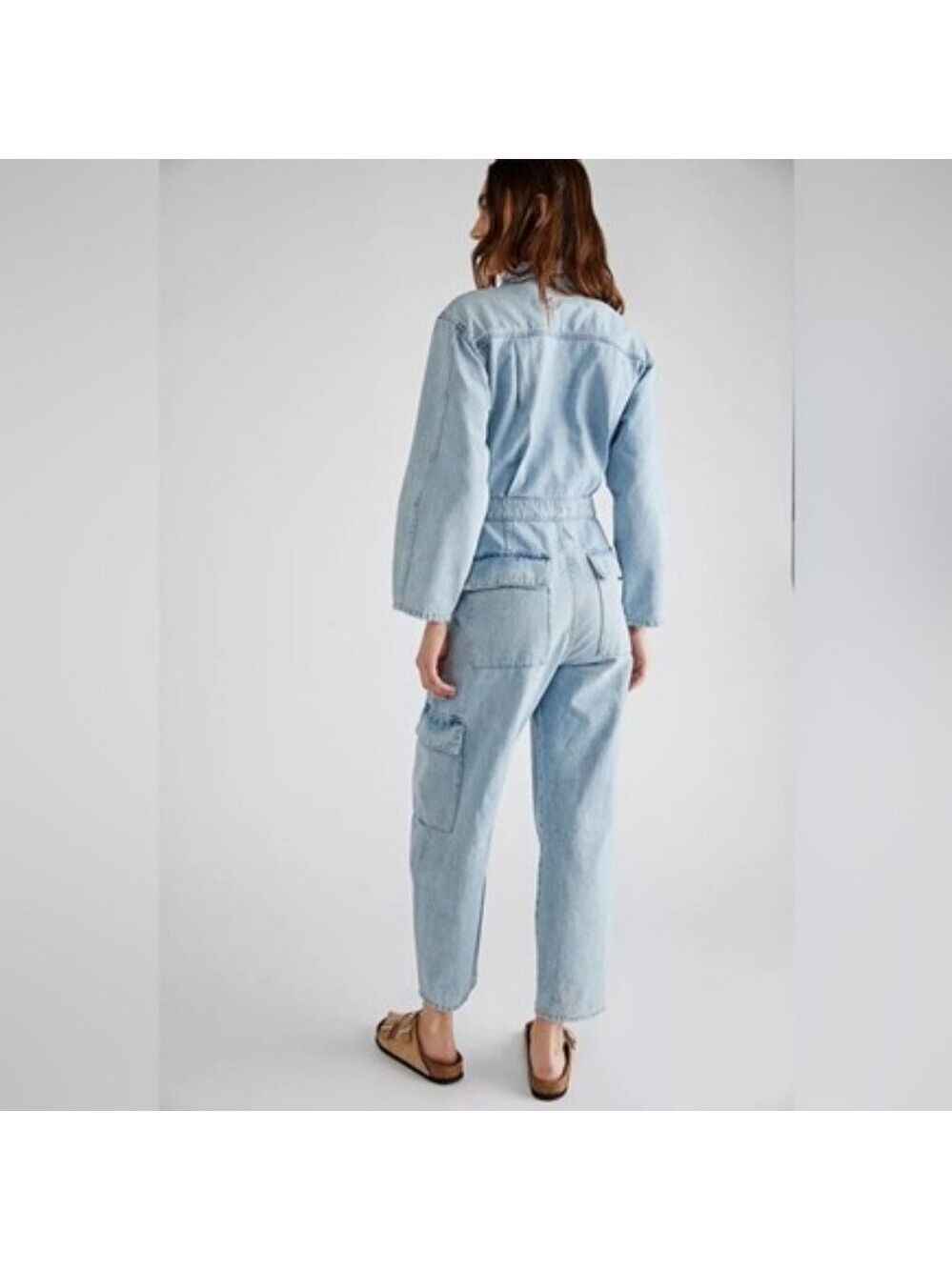 Citizens Of Humanity Gema Denim Jumpsuit Barrel Leg Cargo Long Sleeves Jeans 8 - Picture 3 of 12